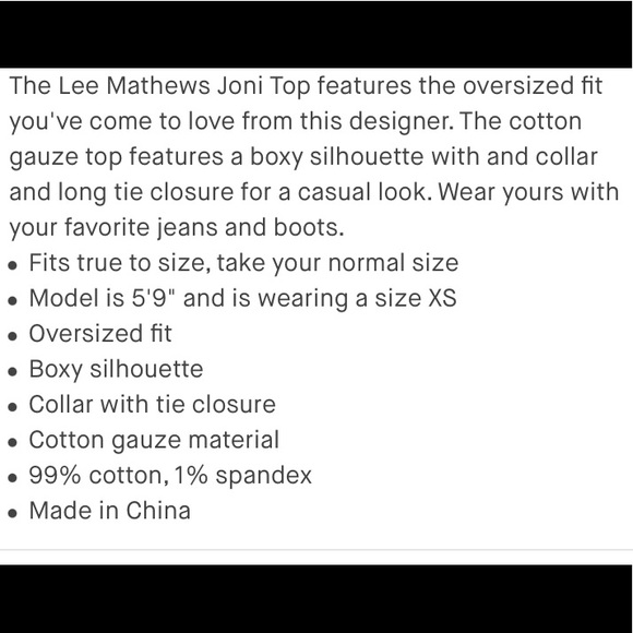 NWT Lee Mathew’s Joni Top in Black | Size 1 / US4 - Picture 14 of 16